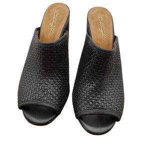 Miss Alright Miss Albright Black leather Textured Mules size 7.5